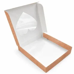 Caja reversible blanca-kraft ventana corazón 17 x 3,5 cm - Pastkolor