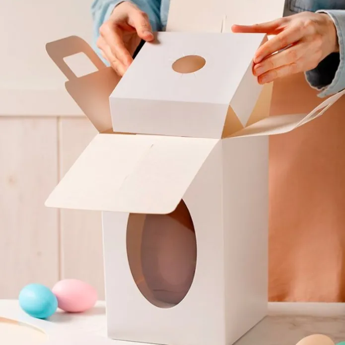 Cajas con ventana y asa para huevos de Pascua 25 x 15 x 15 cm (2) - Decora