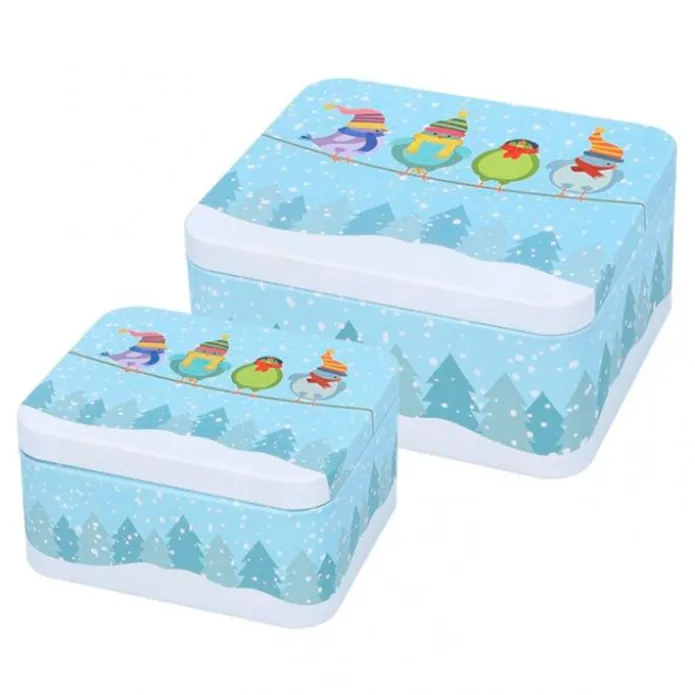 Cajas de lata pájaros invierno Navidad (2) - Birkmann