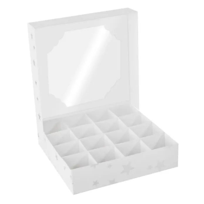 Cajas para 16 bombones o pasteles con ventana estrellas Navidad 15 x 15 x 3,5 cm (5)