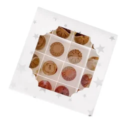 Cajas para 16 bombones o pasteles con ventana estrellas Navidad 15 x 15 x 3,5 cm (5)