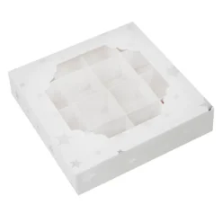 Cajas para 16 bombones o pasteles con ventana estrellas Navidad 15 x 15 x 3,5 cm (5)
