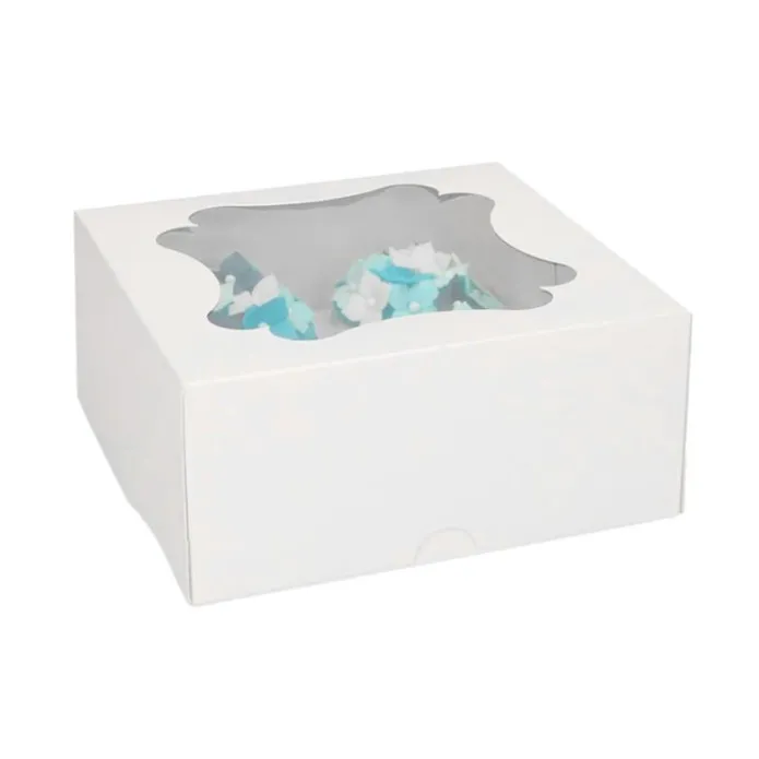 Cajas para 4 cupcakes blancas con ventanas 16,5 x 16,5 x 7 cm (3) - Funcakes