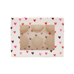 Cajas para 6 cupcakes con ventana corazones 23 x 17 x 10 cm (2)