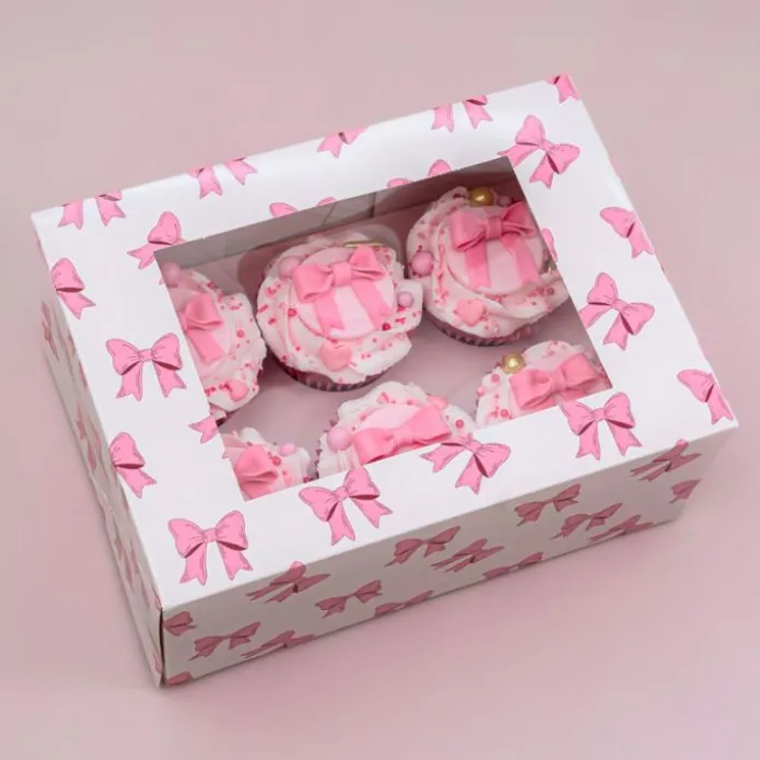 Cajas para 6 cupcakes con ventana lazos 23 x 17 x 10 cm (2)