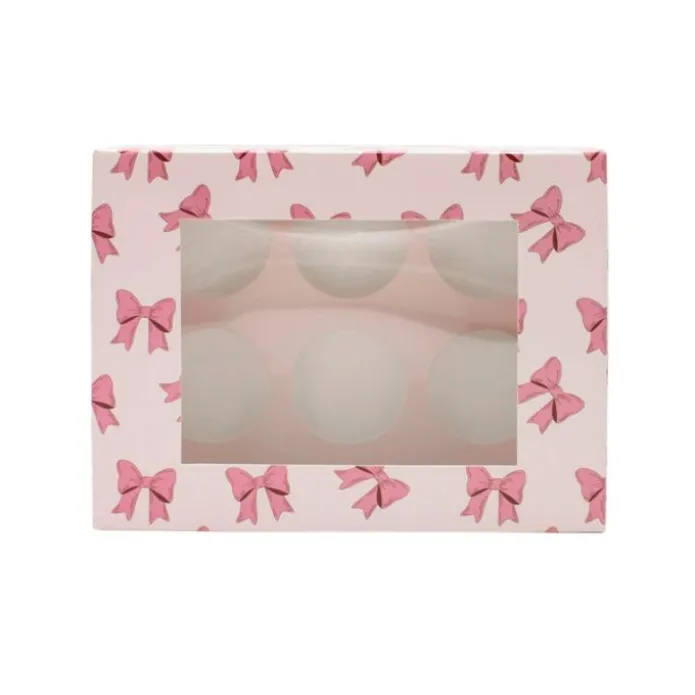 Cajas para 6 cupcakes con ventana lazos 23 x 17 x 10 cm (2)