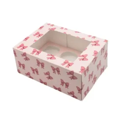 Cajas para 6 cupcakes con ventana lazos 23 x 17 x 10 cm (2)