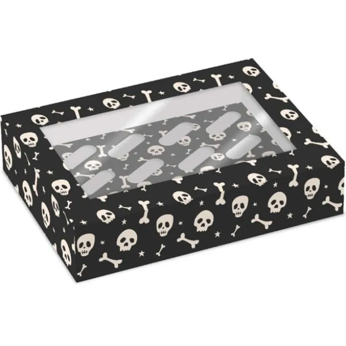 Cajas para 12 cupcakes con ventana calaveras Halloween 33 x 23 x 10 cm (2)