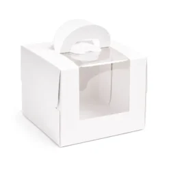Caja tarta blanca con ventana y asa 20 x 20 cm - Pastkolor