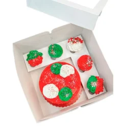 Caja tarta 30 cm + 7 cupcakes con ventana 40 x 40 x 15 cm - Azucren