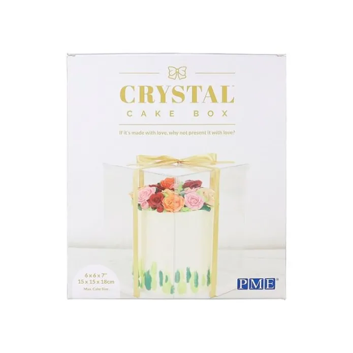 Caja tarta transparente con base, tapa y lazo Crystal 15 cm - PME