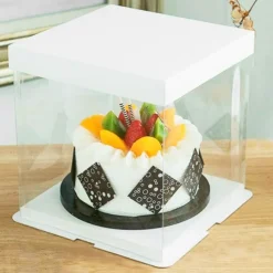 Caja tarta transparente con base y tapa 35 x 35 x 24 cm