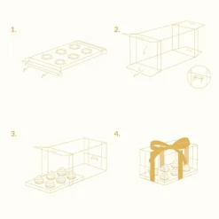 Caja transparente con base, tapa y lazo Crystal 6 cupcakes 27 x 18 x 14 cm - PME