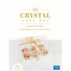 Caja transparente con base, tapa y lazo Crystal 6 cupcakes 27 x 18 x 14 cm - PME