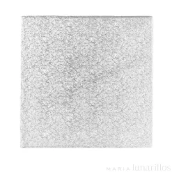 Cake drum cuadrado plateado 20,5 cm, grosor 4 mm