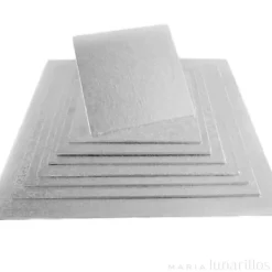 Cake drum cuadrado plateado 20,5 cm, grosor 4 mm