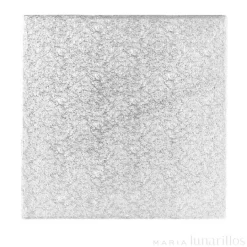Cake drum cuadrado plateado 25,5 cm, grosor 4 mm