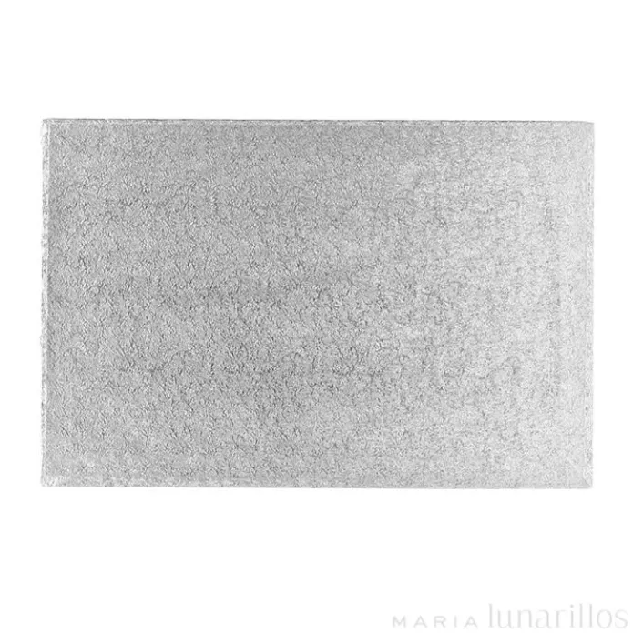 Cake drum rectangular plateado 40 x 30 cm, grosor 12 mm