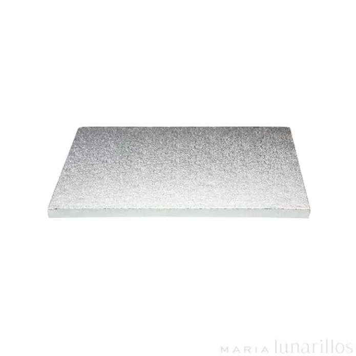 Cake drum rectangular plateado 40 x 30 cm, grosor 12 mm