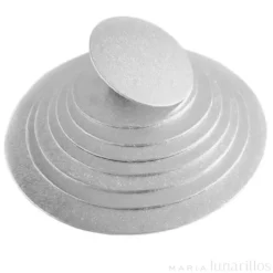 Cake drum redondo plateado 25,5 cm, grosor 4 mm