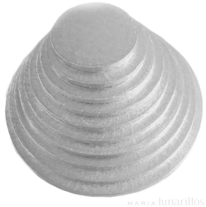 Cake drum redondo plateado 23 cm, grosor 12 mm