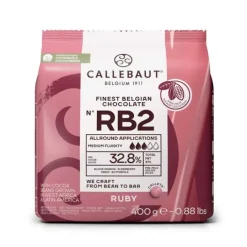 Callets Chocolate Ruby rosa 32,8% 400 g - Sin gluten - Callebaut