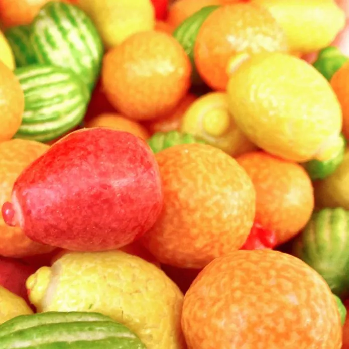 Chicles Mix de melón, limón, naranja y fresa con pica (1 kg) - Sin gluten - Fini