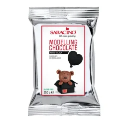 Chocolate plástico para modelar negro 250 g - Sin gluten - Saracino