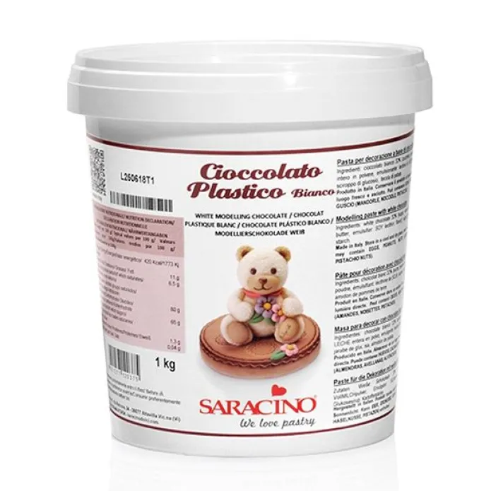 Chocolate plástico para modelar blanco 1 kg - Sin gluten - Saracino