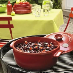 Cocotte redonda roja 22 cm - Cerámica - Emile Henry + REGALO kit utensilios