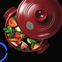 Cocotte redonda roja 22 cm - Cerámica - Emile Henry + REGALO kit utensilios