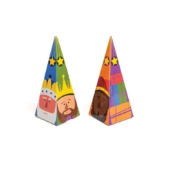 Cono de cartón para gominolas Reyes magos 13,5 cm (1 unidad)