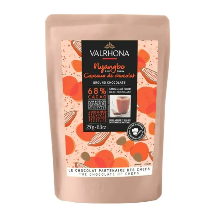 Copos de chocolate negro 68% Nyangbo 250 g - Valrhona