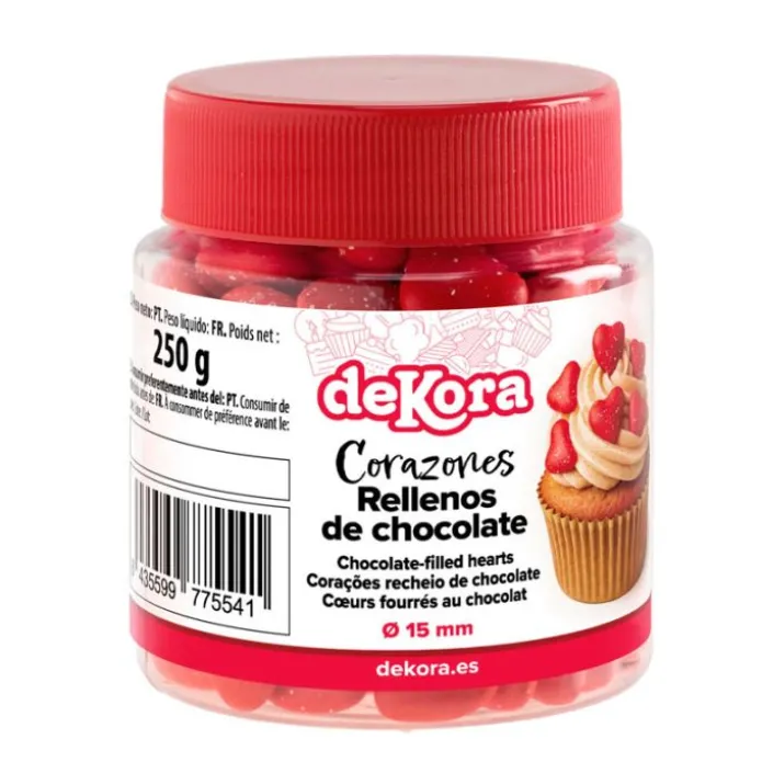 Corazones de azúcar rellenos de chocolate 250 g - Dekora