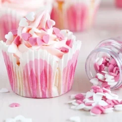 Corazones rosas y blancos 60 g - Funcakes