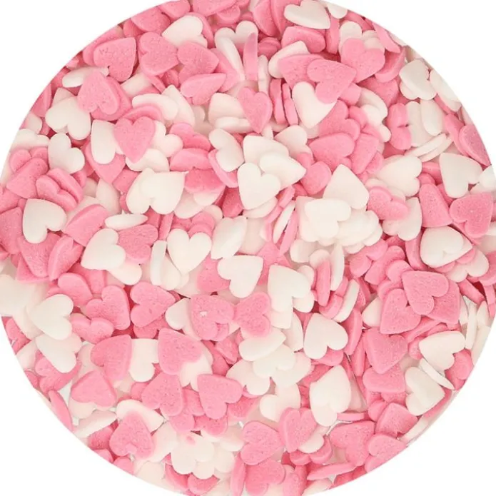Corazones rosas y blancos 60 g - Funcakes