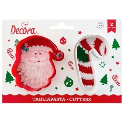 Cortadores Papá Noel y bastón de caramelo de Navidad (2) - Decora