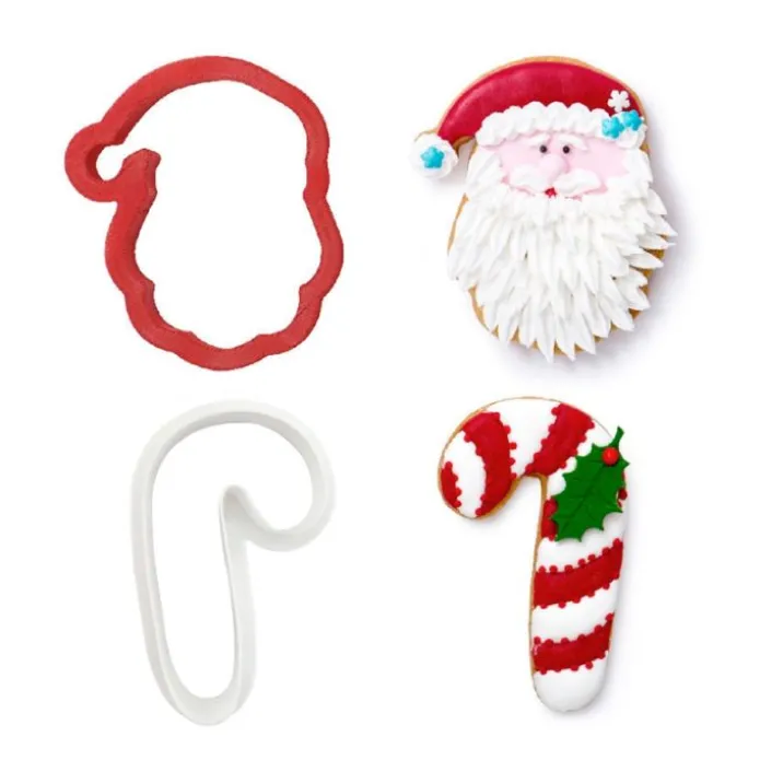 Cortadores Papá Noel y bastón de caramelo de Navidad (2) - Decora