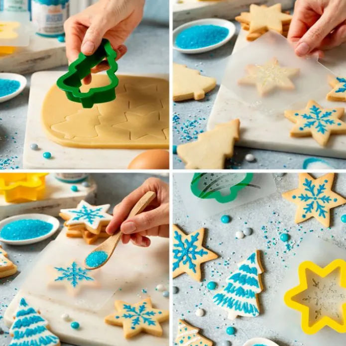 Cortadores y stencils copos de nieve y árboles de Navidad - Decora