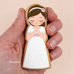 Cortador niña de comunión Berta con moño 8,5 cm - Postreadicción