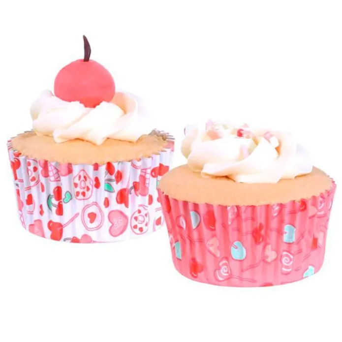 Cápsulas blancas y rosas con dulces y corazones (60) - PME