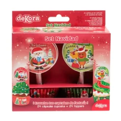 Cápsulas cupcakes y toppers Navidad (24) - Dekora