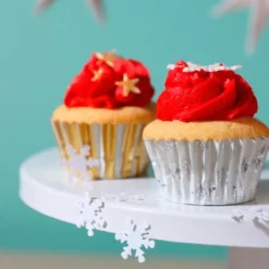 Cápsulas mini blancas doradas copos de nieve Navidad (60) - PME