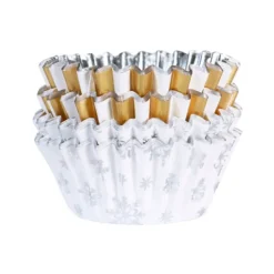 Cápsulas mini blancas doradas copos de nieve Navidad (60) - PME