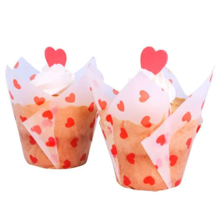 Cápsulas muffins blancas corazones Love Hearts (24) - PME