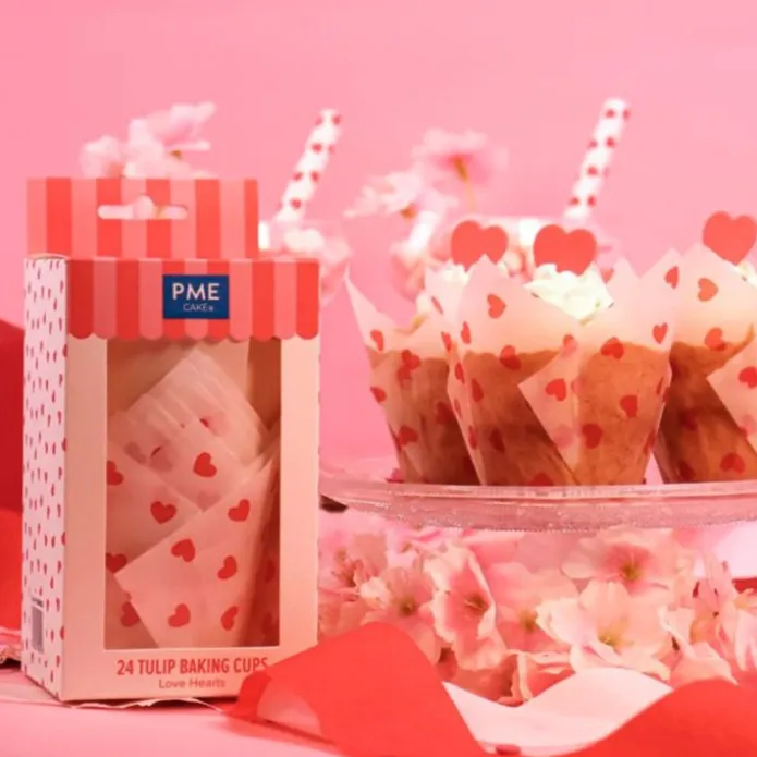 Cápsulas muffins blancas corazones Love Hearts (24) - PME