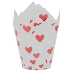 Cápsulas muffins blancas de corazones San Valentín (50) - Azucren