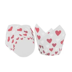 Cápsulas muffins blancas de corazones San Valentín (50) - Azucren