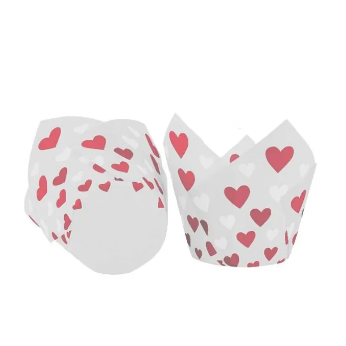 Cápsulas muffins blancas de corazones San Valentín (50) - Azucren