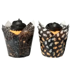Cápsulas muffins negras fantasmas telarañas Halloween (24) - PME